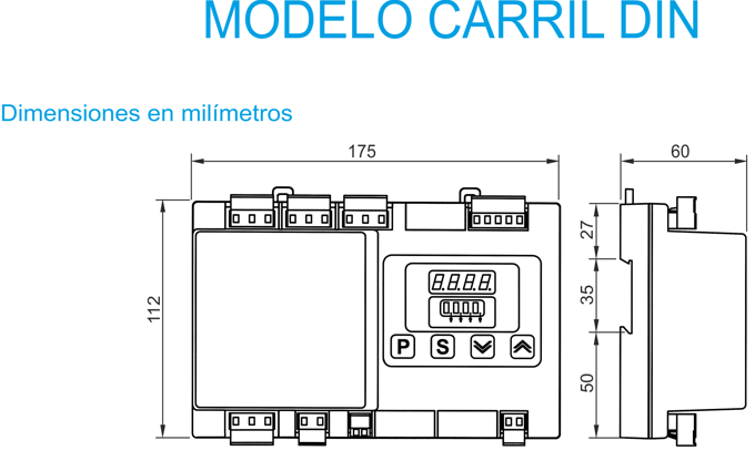 Dimensiones de la unidad de control pesacargas MWR-4 para sensores WR de MICELECT