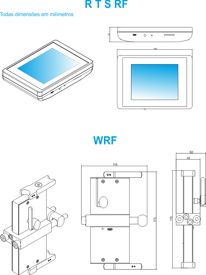 Dimensioens del RTS RF y sensor WRF
