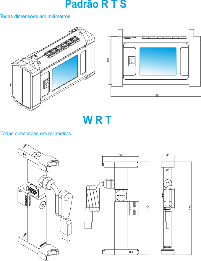 Dimensiones de la herramienta para equilibrado de tensión de cables de ascensor RTS / WRT de MICELECT