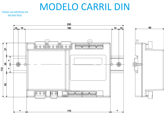 Dimensiones de la unidad de control pesacargas MWR-8 para sensores WR-USB de MICELECT