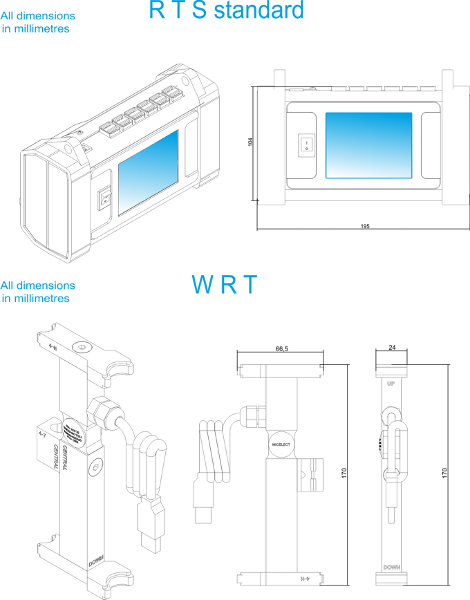 RTS/WRT elevator rope tensioning sytem by MICELECT dimensions