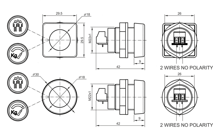 PL elevator cabin indicator by MICELECT dimensions